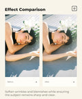 Effect comparison of 43mm Black Diffusion One Eighth Filter Delivers Misty Dreamy Cinematic Vibe For Video Vlog And Portraits Softens Highlights And Lowers Contrast With AGC Optical Glass For True Color And Skin Tone, showing before and after images