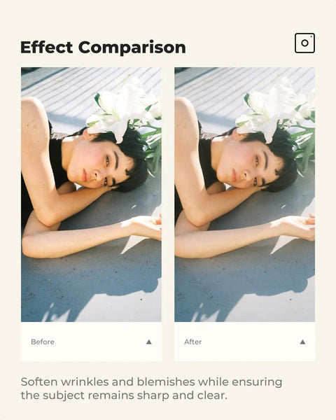 Effect comparison of 43mm Black Diffusion One Eighth Filter Delivers Misty Dreamy Cinematic Vibe For Video Vlog And Portraits Softens Highlights And Lowers Contrast With AGC Optical Glass For True Color And Skin Tone, showing before and after images