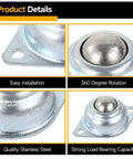Close-up view of 30 Pack Roller Ball Transfer Units With 360 Degree Spin And Rock Solid Galvanized Steel Build for easy installation.