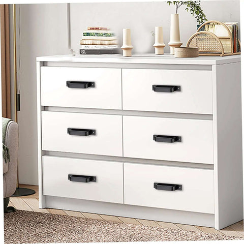 Matte Black 6 Inch Cabinet Handles Set Of 12 With Base Plate Aluminum Alloy Construction Heavy Duty Drawer Pulls on white dresser