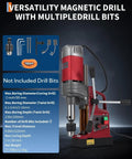 Portable Magnetic Drill Press Kit Pro Grade For Real World Use With 2 In Boring Diameter, 1550W Power, red drill image