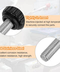 Heavy Duty Knurled Clamping Knobs 10 Pack Thumb Screws M6 X 16mm With Matte Black Plastic Heads and stainless steel studs