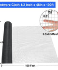 Dang Tough 19 Gauge PVC Vinyl Coated Hardware Cloth 1/2 Inch Mesh 48 By 100 Foot Fence Roll with grid pattern shown.