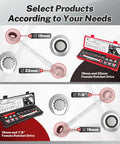 Diagram showing Serpentine Belt Tool Set for Vehicles With Spring Tensioner, 15 Piece Universal Kit with ratcheting wrenches.