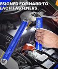 15 Inch Offset Extension Wrench Set For Tight Spaces, Impact Ready, used in auto repair, showing high carbon steel and chrome finish
