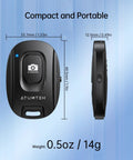 Wireless Camera Remote Shutter For iPhone And Android Two Pack With Wrist Strap, Bluetooth 5.2 Selfie Button dimensions shown