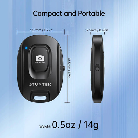 Wireless Camera Remote Shutter For iPhone And Android Two Pack With Wrist Strap, Bluetooth 5.2 Selfie Button dimensions shown