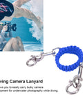 Underwater Camera Lanyard With Retractable Stainless Steel Hook And 360 Degree Rotation, rugged marine-grade rope, Royal Blue Finish.