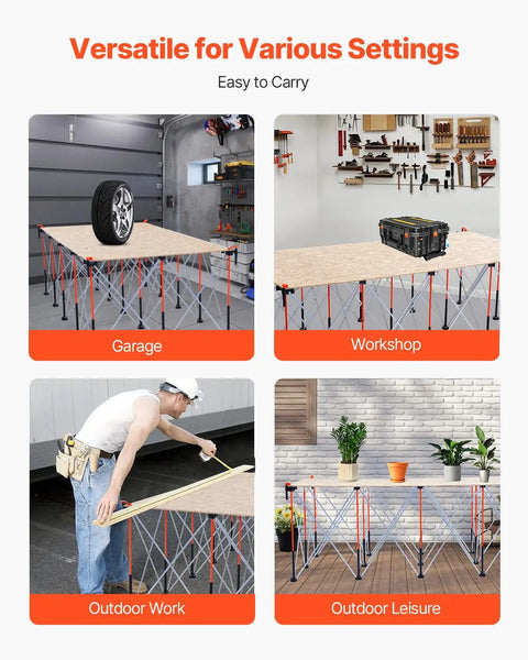 Portable Folding Workstand For Garage And Workshop Built Tough With 6000 Lbs Capacity, Collapsible Frame, Versatile Use