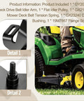 Deck Drive Belt Idler Arm Plate Kit With Flat Idler Pulley For John Deere Lawn Tractors Replaces GY20986BLE details and tractor use