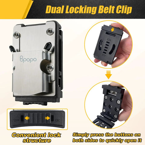 Drill Belt Clip Holster for Cordless Drill Driver and Tape Measure Quick Access on Belt, dual locking mechanism details