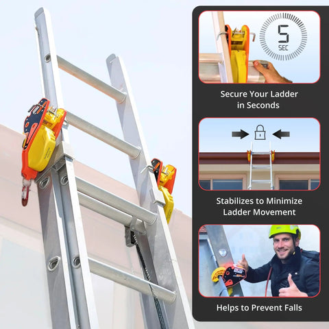 Roof Ladder Stabilizer Hook For Gutter With Slide Lock Instantly Secures Ladders In 5 Seconds Preventing Shifts And Falls