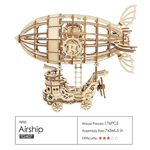 3D Wooden Airship Puzzle Kit For Kids And Adults Build Your Own Model Ship In 1 To 2 Hours 176 Laser Cut Pieces With Easy Instructions And Sandpaper A Fun Family STEM Craft model image