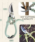 Lightweight Hand Pruners And Pruning Shears With Easy Lock For Garden Gear measuring 6 inches with carbon steel blade