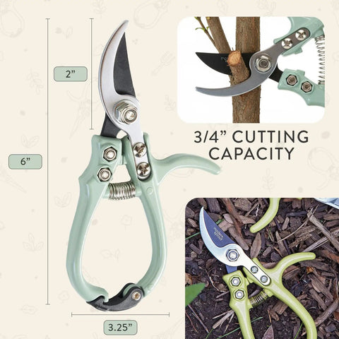 Lightweight Hand Pruners And Pruning Shears With Easy Lock For Garden Gear measuring 6 inches with carbon steel blade