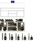 Rivet Nut Kit With Organizer Box M3 Through M8 Drill Adapter Set Includes 10 Pcs Per Model With Custom Slots For Mandrels And Hardware, Pro Grade Workshop Essential For Automotive And Metalworking DIY Projects, Keeps It Neat And Ready To Tackle, clear case with M3-M8 mandrels