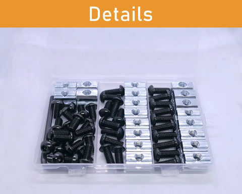 All In One M6 T Nut And Screws Kit For 1010 Aluminum Extrusion 40 M6 Socket Cap Screws In 12 14 And 16mm 96 Sliding T Nuts black case