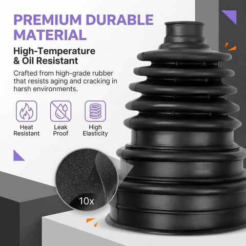 CV Axle Boot Repair Kit For 0.74 To 0.94 Inch Shafts Cuttable Joint Boot Bushing With Clamp And Cable Tie External Ball Cage Protection For Your FWD Or AWD Ride Black black rubber boot, heat and oil resistant