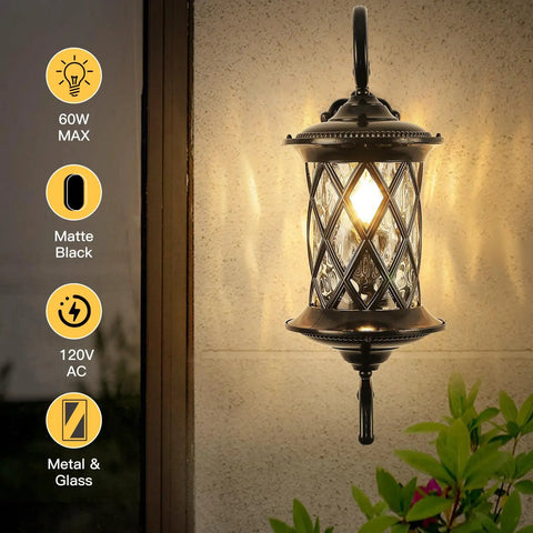 Large Outdoor Wall Lanterns 24 Inch Dope Old School Retro Coach Light Style Waterproof Aluminum With Water Glass Exterior Lighting