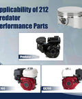 Flat Top 70 Millimeter Piston Kit With 0.550 Compression Height And 26 Lb Valve Springs For Predator 212cc 224cc GX160 GX200