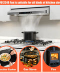 Range Hood Motor Replacement Kit 120V 60Hz 3000 1500 RPM Drop In Replacement With Eight And Five Eighths Inch Bracket And Six And A Half Inch Blade For Nutone Broan Style Hoods Easy Install Replaces Part 97012248 ER97012248 AP4527731 99080492 installed over gas stove with frying pan.