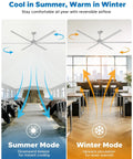 Massive 120 Inch HVLS Industrial Ceiling Fan with remote control in summer and winter modes for warehouses and gyms