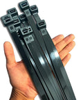 Heavy Duty 20 Inch Outdoor Zip Ties, 250lb Capacity, Extra Large 12mm Wide Thick Nylon Cable Wraps, Weatherproof, Heat And Cold Resistant, 40 Pack For Home Garage Garden And Outdoor Projects, black ties in hand