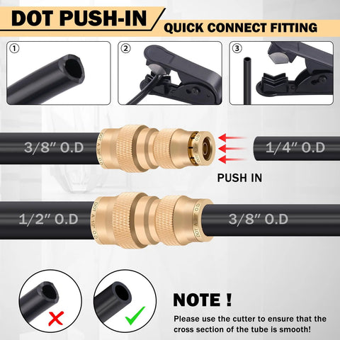 CheeMuii 136‑pc brass DOT air line fittings kit with push‑to‑connect adapters for air hose (1/8"–1/2" sizes)