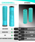 Lock-On MTB Grips For Mountain Bike BMX And E-Bike, Non-Slip Shock Absorbing 22.2mm Handlebar Grips In Sky Blue comparison view