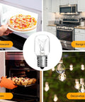 Microwave Light Bulbs 125V 40W for GE Whirlpool Maytag Kenmore Over Range Hood Dimmable Replacement Bulbs 2 Pack shown in various uses