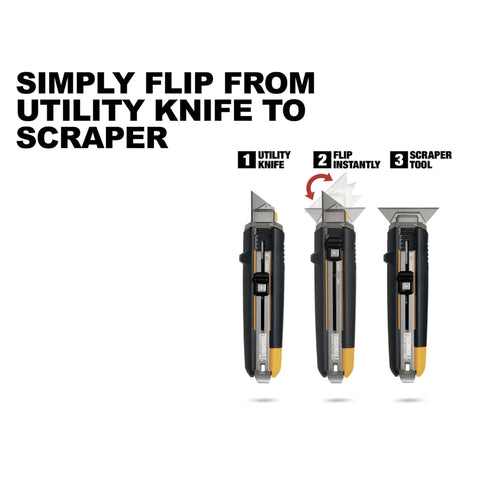 Genuine Deal Scraper Utility Knife With Fast Blade Swap And Contoured Handle, Hella Tough Construction Built For Daily Trade Work, No Nonsense Steel Performance Paired With Five Razor Sharp Edges Made To Slice Any Jobsite Mess