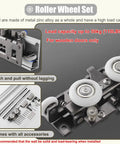 Trackless Barn Door Hardware Kit With Silent Rollers includes zinc alloy roller wheels and accessories, supports up to 110 pounds.