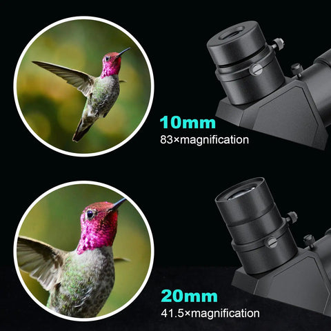 Compact Catadioptric Telescope With 60mm Aperture And 830mm Focal Length For Adults, magnification examples with hummingbird
