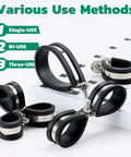 Angled view of rubber-coated stainless steel cable clamp kit with 12 sizes and 125 pieces