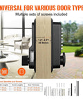 Rugged Mechanical Keyless Entry Lock With 14-Digit Keypad For Outdoor Gates And Garages, showing installation screws and dimensions.