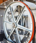 Installed Premium Urethane Bandsaw Tires 14 Inch By 1 Inch By 0.095 Inch Two Pack With Quick Install No Adhesive Needed For Smooth Blade Tracking And Traction On 14 Inch Saws Like Jet Grizzly Powermatic.