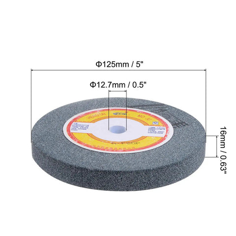 5-Inch Bench Grinding Wheel Aluminum Oxide 80 Grit For Surface Grinding Beefy Durability With Sharp Cutting Edge and Measurements