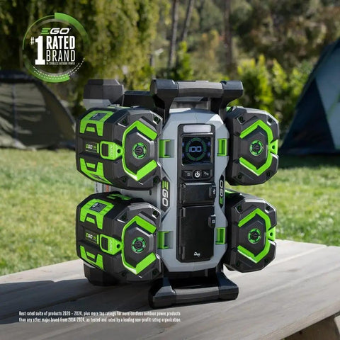 Gasless 1400W Portable Power Station With Two 56V 6Ah Batteries And Charger, Pure Sine Inverter For Home And Outdoor Use on table