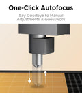 Close-up view of the autofocus mechanism on the 55W Desktop CO2 Laser Engraver for precise cutting and etching.
