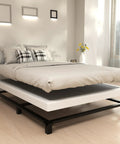 King Size Low Profile Box Spring Heavy Duty Metal Bed Base With Beefed Up Steel Frame And Easy Snap Together Setup For Ultimate Premium Sleep Quality on a modern bed setup.