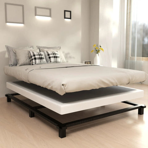 King Size Low Profile Box Spring Heavy Duty Metal Bed Base With Beefed Up Steel Frame And Easy Snap Together Setup For Ultimate Premium Sleep Quality on a modern bed setup.