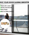 Two Pack Tandem Sliding Patio Door Roller Assembly One And A Quarter Inch Wheel With Steel Ball Bearings Rear Adjustable Replacement for Sliding Glass Doors shown against a balcony view.