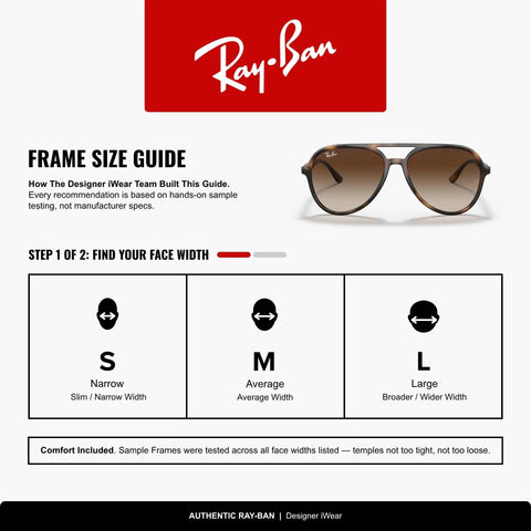 Frame size guide with Unisex Havana Tortoise Pilot Sunglasses With 57mm Brown Gradient Lenses Lightweight Plastic Frame For All Day Comfort Classic Pilot Style Eyewear For Men And Women Everyday Ready Sun Protection above face width chart.