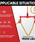 Two Pack Ratchet Chain Load Binder Set With Quarter Inch To Five Sixteenths Inch 12 Foot G80 Heavy Duty Chain 2600 Lbs WLL Binder