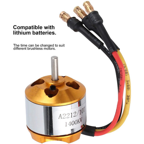 High Performance RC Helicopter Fixed Wing Set With 2212 1400KV Brushless Motor close-up showing motor and wires