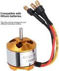 Rad RC Fixed Wing Upgrade Pack Featuring 2212 1400KV Brushless Outrunner Motor showing wires, connectors, and gold details.