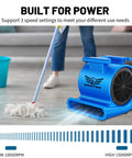 Industrial Air Mover Blower Fan One Point Five HP High CFM Ten Thousand For Quick Carpet Drying with mop and faint blue light
