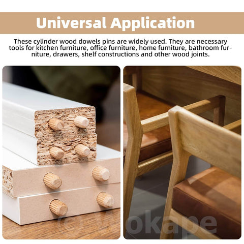 508 Piece Wooden Dowel Pin Set With Center Points In Four Sizes used in furniture assembly and repair applications