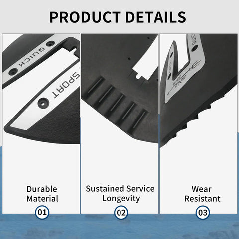 Close-up of Whale Tail Hydrofoil Stabilizer for 40 to 300 HP outboard engines showing durable and wear-resistant material