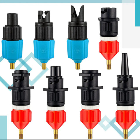 Inflatable Pump Adaptor Kit For SUP And Car Air Compressors With 9 Valve Nozzles, Quick Connect Design, Classic Orange And Blue